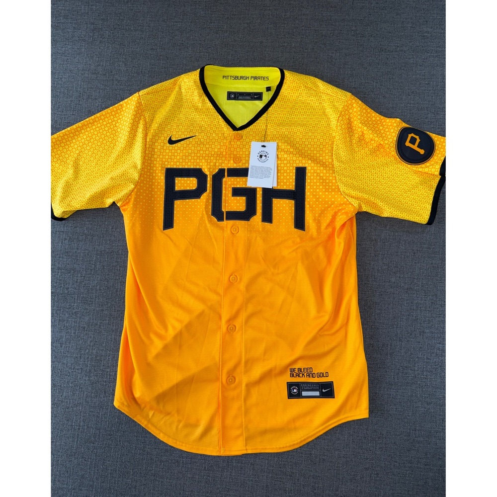 Nike Pittsburgh Pirates Bryan Reynolds City Connect Jersey Mens Medium Gold‎ PGH